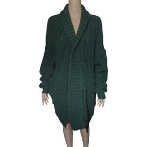 We The Free Sweater Somen's Extra Large Chunky Oversized Cardigan Green XL Knit
